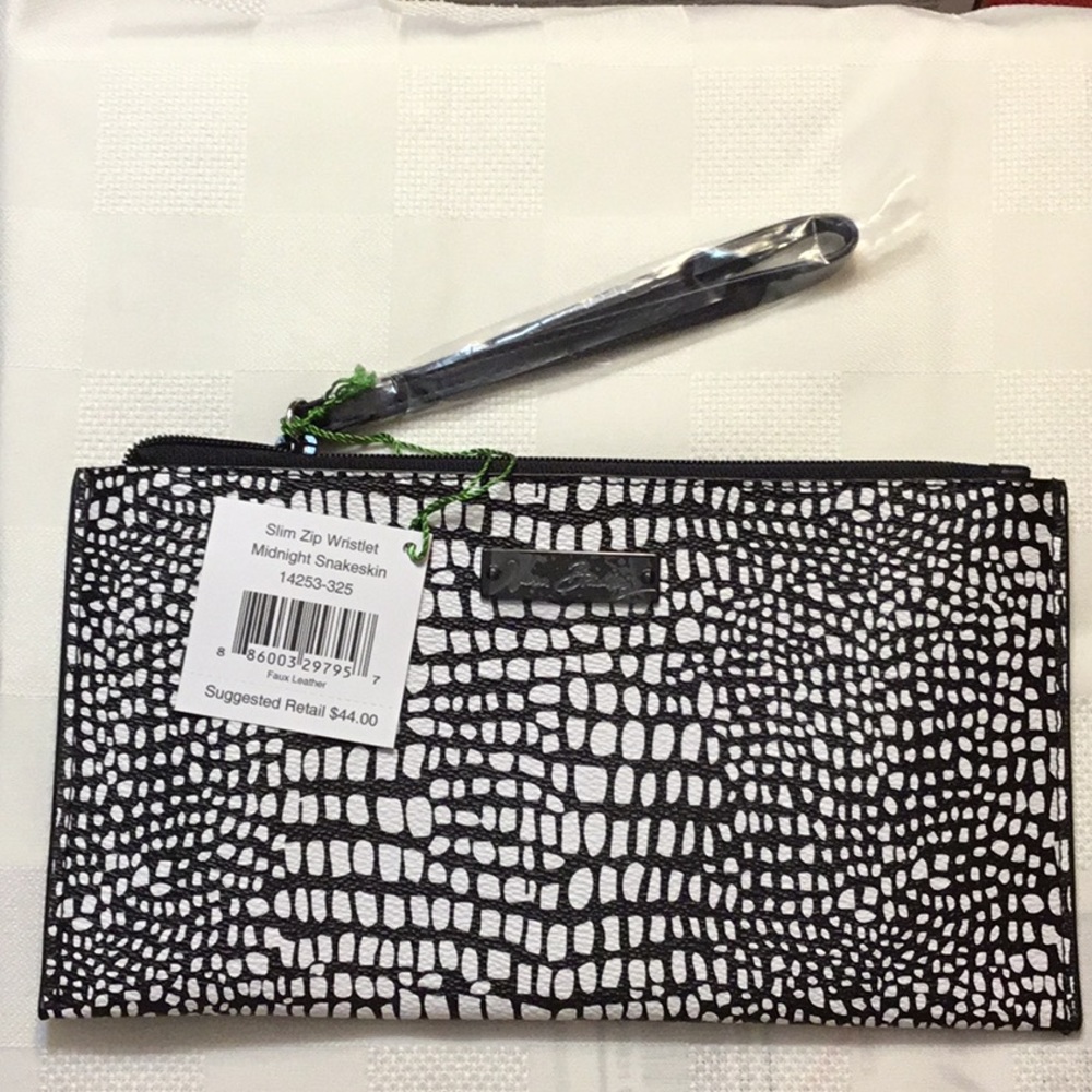 Vera Bradley Black and White Slim Zip Wristlet